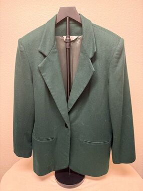 Women's Forest Green Single-Button Blazer